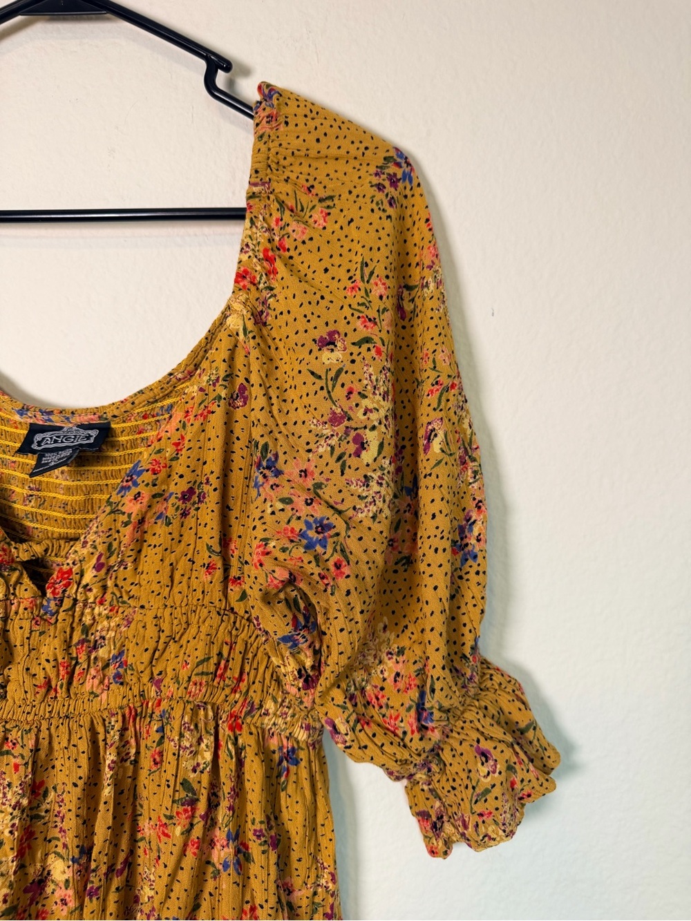 Angie Mustard Floral Mini Dress - Picture 6 of 7